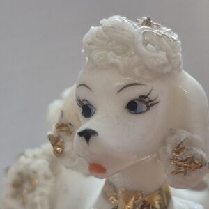 Elegant White and Gold Poodle Figurine